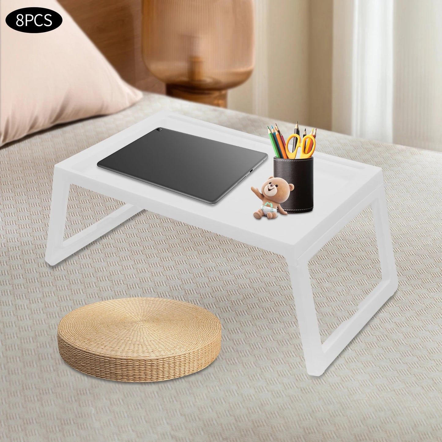 Set of 8 Lap Desks with Phone and Tablet Slots, Charging Hole, and 15.43 lbs Load Capacity, Perfect for Home, School, and