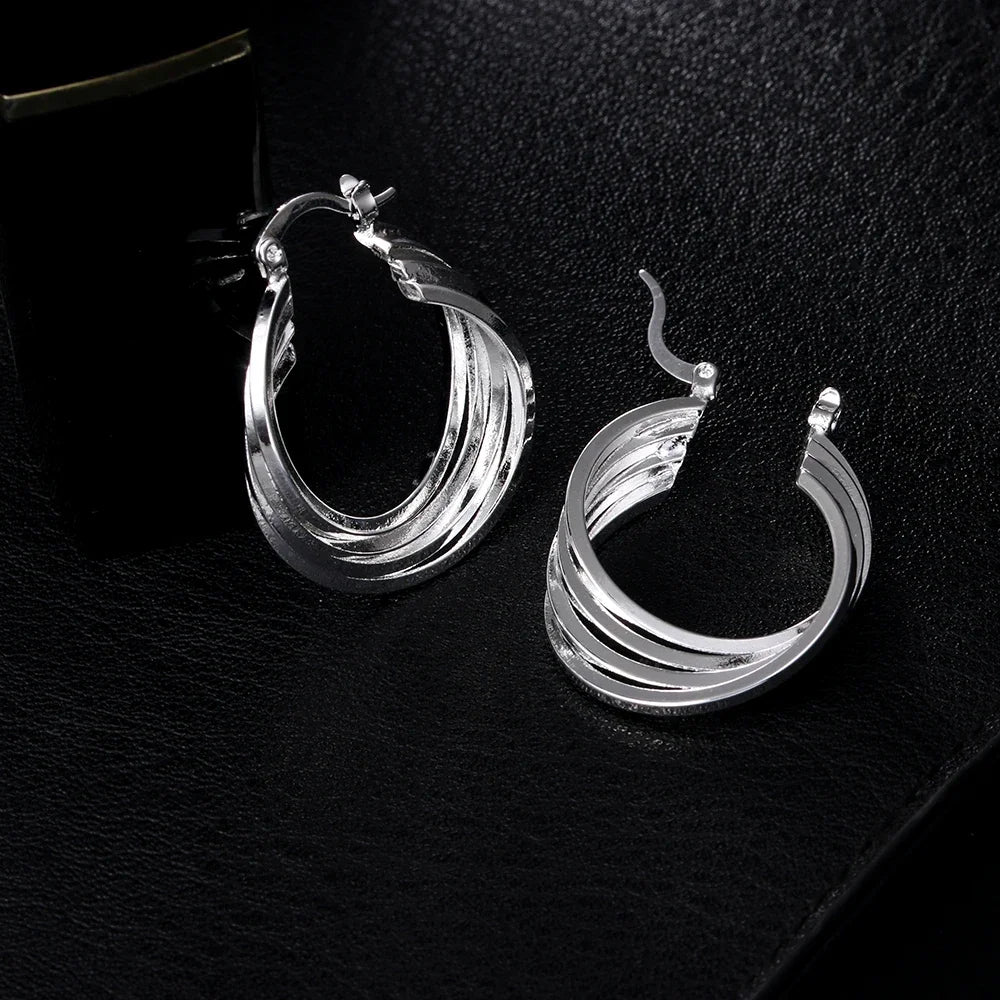 925 Sterling Silver Earrings Elegant Noble Lady Wedding Gifts Beautiful Fashion for Women Party Jewelry Cute Nice