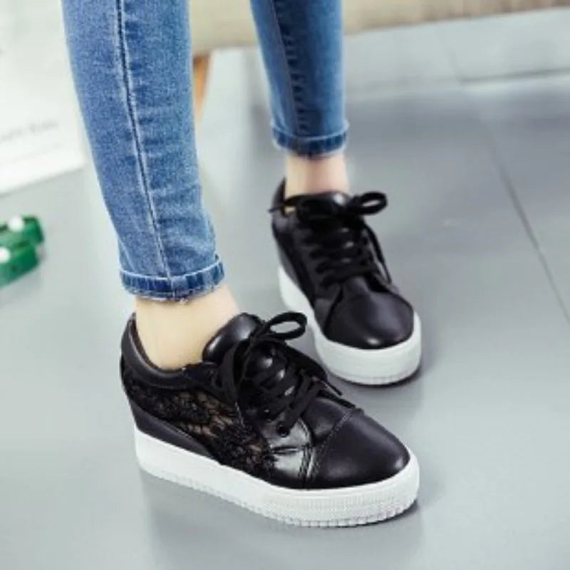 New White Hidden Wedge Heels Sneakers Casual Shoes Woman High Platform Shoes Women's High Heels Wedges Shoes for Women