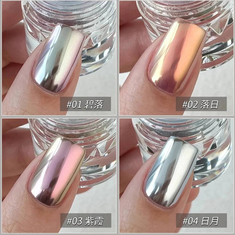 1Jars Beautiful Silk Moonlight Aurora Nail Powder 2-3g Shell Mirror Glitter Chrome Powder Super-Laser Enhancement Aurora Powder