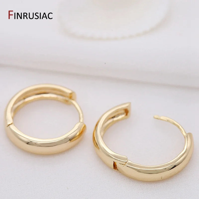 New Trendy Real Gold Plated Round Hoop Earrings For Women Girls Ladies Big Hoops Gold Circle Ring Earrings Party Gift