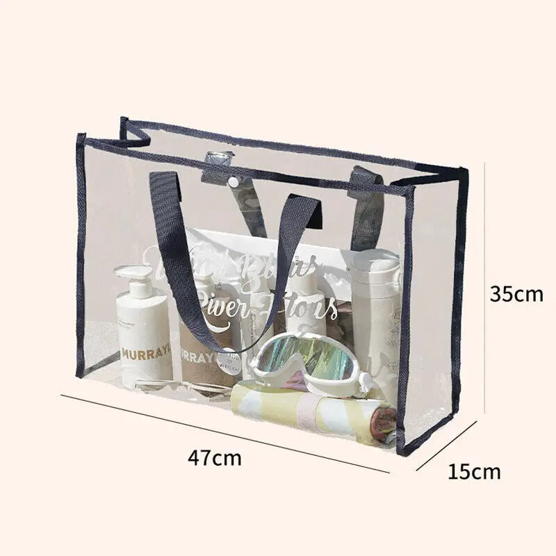 Summer Clear Tote Pvc Waterproof Bag Women Transparent Handbags Travel Ladies Large Shopper Shoulder Bag Beach Portable Pouch