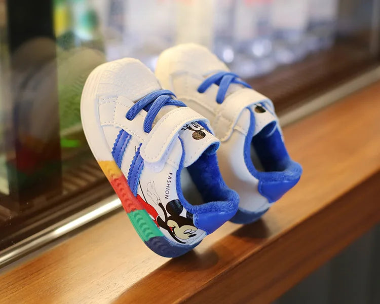 Disney Cartoon Mickey Children Shoes For Boys Girls Sport Sneakers Kids Leisure Autumn Casual Shoes Breathable Running Toddler