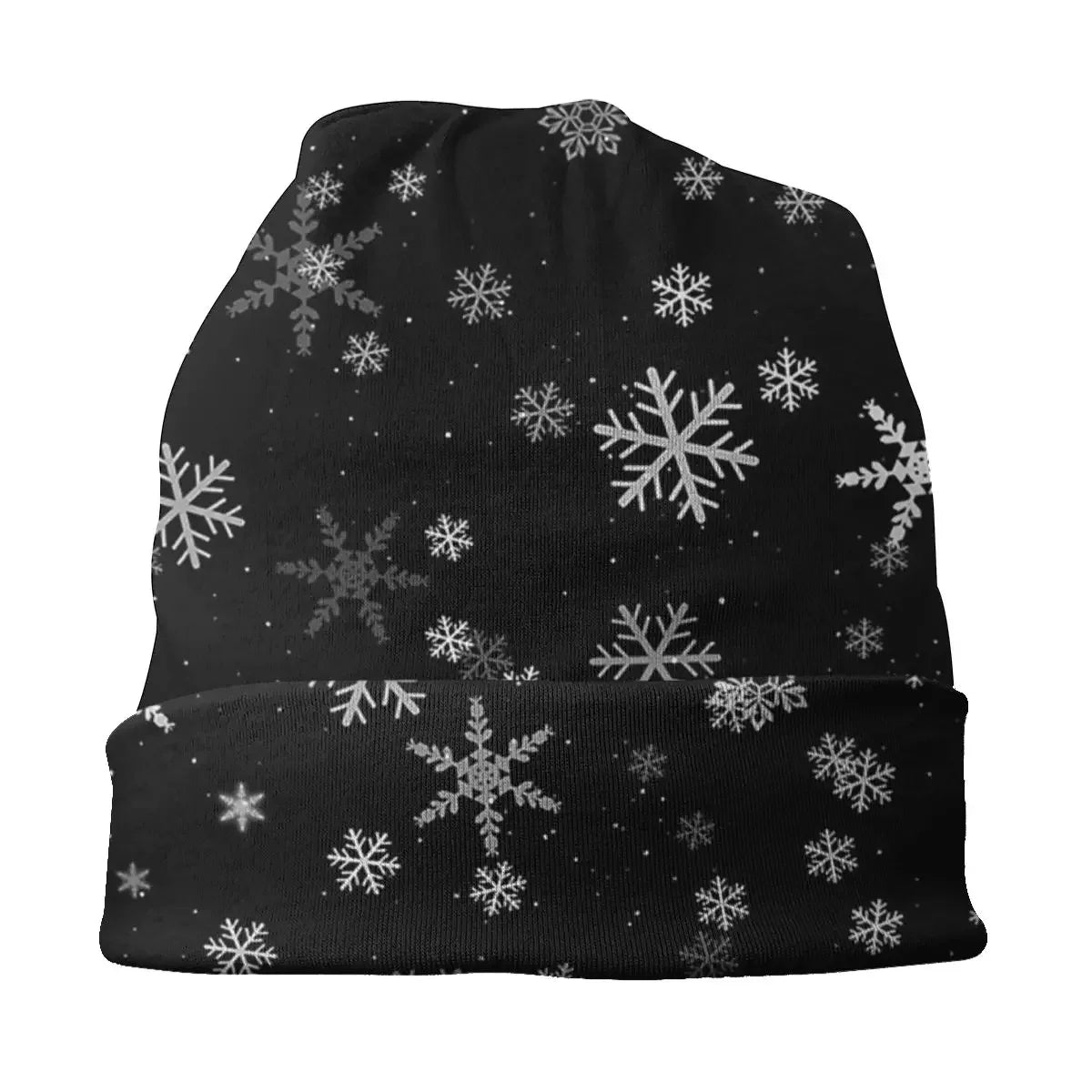 Black And White Snowflakes Pattern Bonnet Hat Ski Skullies Beanies  for Men Women Knitting s Warm Dual-use Unisex Cap