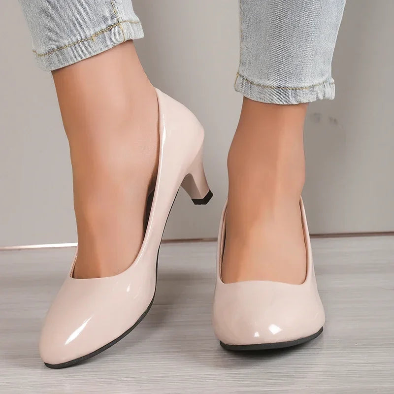 New Women High Heels Nude Shallow Mouth Pumps Fashion Shoes Office Work Party Shoes Ladies Wedding Shoes Solid Color Heels Women