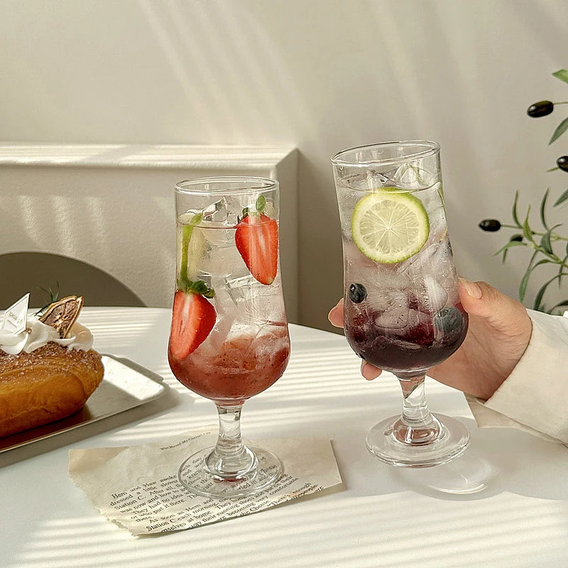 380ml Drinking Cups Transparent Red Wine Cup Creative Cocktail Cup Short-footed Juice Cold Drink Glass Cocktail Glasses Dinkware