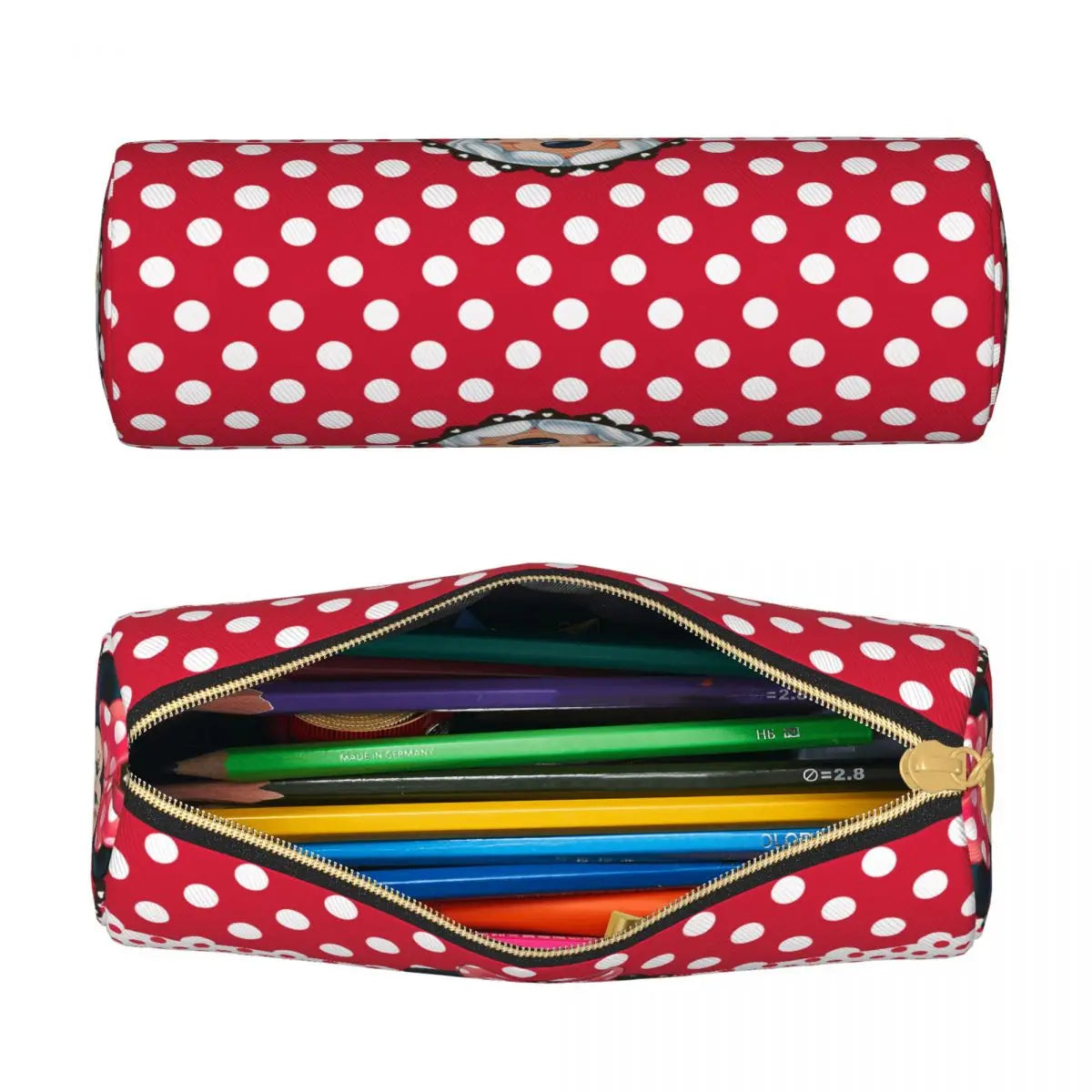 Funny Minnie Mouse Kawaii Leather Pencil Case Pen Box Bag Student Big Capacity School Supplies Zipper Pencilcases