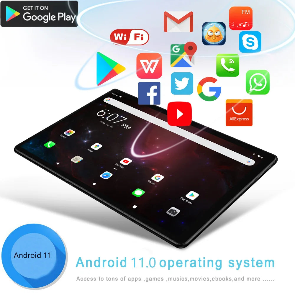 New Global Version Pad 10 Inch Phone Call Tablets Octa Core 4GB RAM 64GB ROM Google Play Dual SIM Dual Cameras WiFi Tablet PC