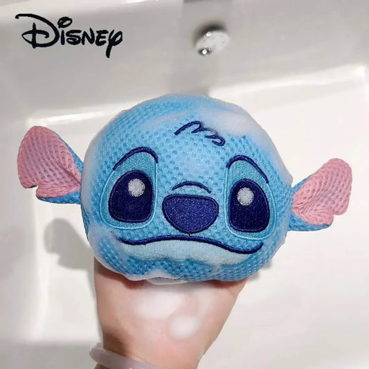 Cut Disney Stitchman Shower Ball Cartoon Cute Alien 3D Shower Flower Bathroom Children's Soft Foam Hanging Rope Bath Ball