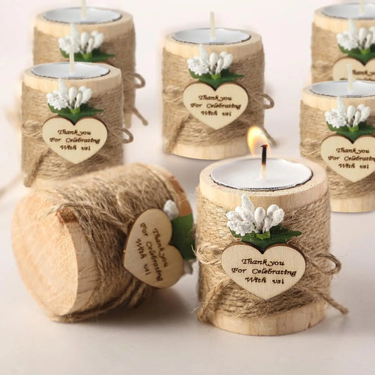 Guest Gift Candle for Wedding Wooden Tealight Candle Holders Bridal Shower Thank You Gifts for Baby Shower Christmas Candlestick