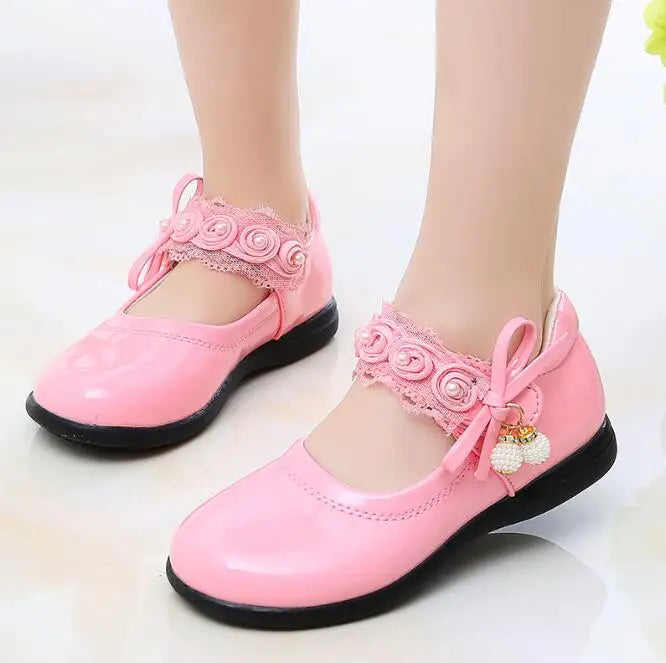 Girls Leather Shoes for Children Wedding Dress Princess Dance Shoes Kids Summer Bow-knot Black Student Sandals Korean Fashion