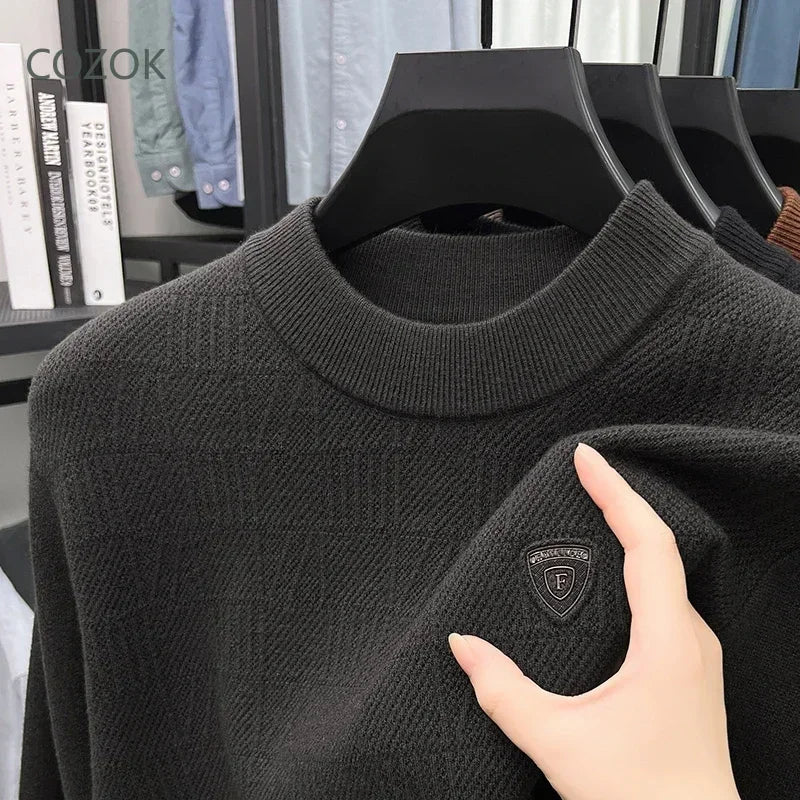 COZOK Men `s Sweater Knit Mens Crew Neck Long Sleeve One-piece Fleece Designer Clothes Mens Clothing 2024 Men's Winter Jacket