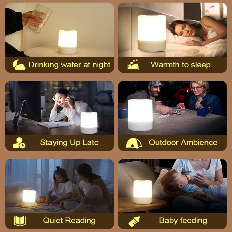 Led Night Lights Bedside Dimmable Charging Desktop Night Lamps Bedroom Bedside Lighting Decoration Touch Reading Led Table Lamps