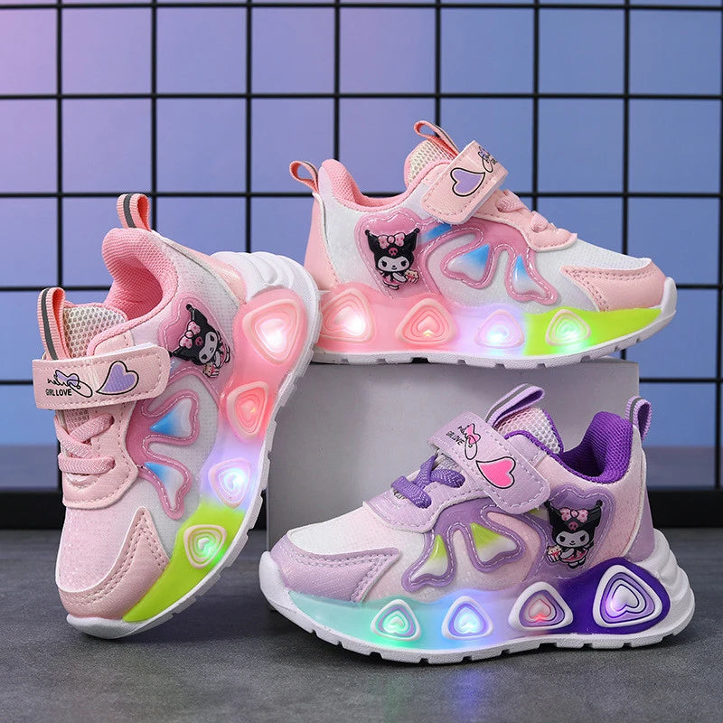 Sanrio GirlsBoys Mesh Breathable Sport Shoes Summer New LED Children's Sneakers Kids Casual Shoes Light Shoes