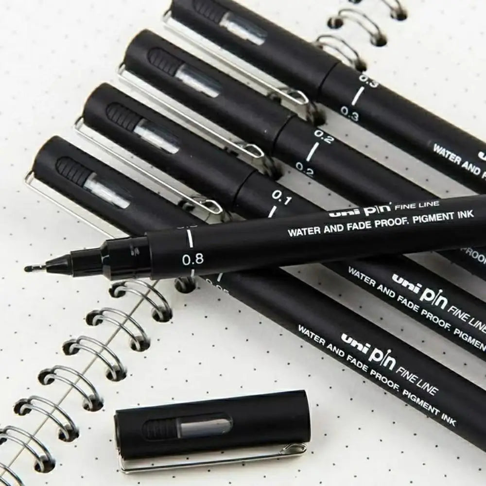 6Pcs/lot Ultra Fine Line Pin Drawing Pen 005 01 02 03 05 08 Micron Black Ink Fineliner Office School Set Pigment Art Marker