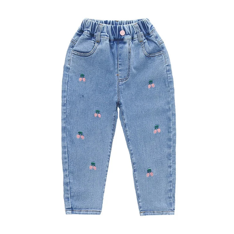 Girls Pants Long Trousers Cotton 2024 Cherry Spring Autumn Teenagers Baby's Kids Pants Outdoor Teenagers Children's Clothing