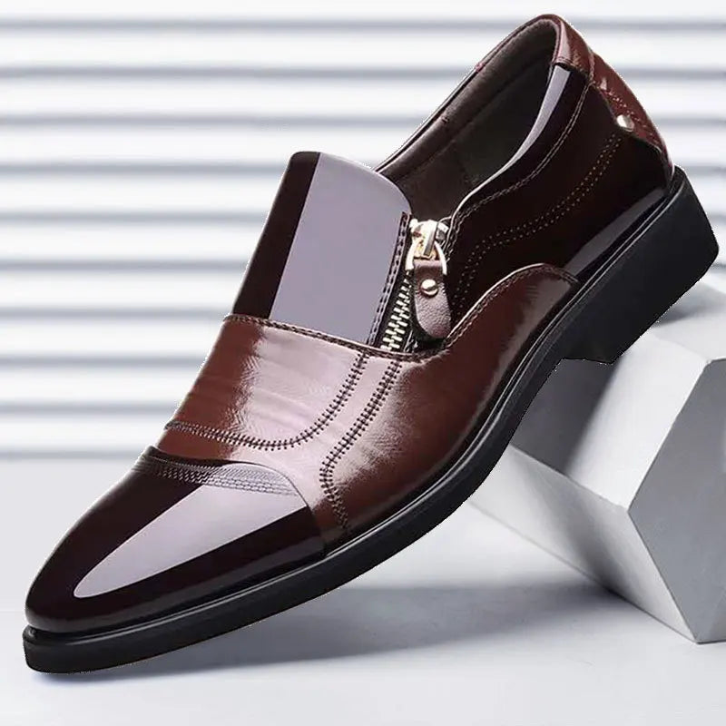 Spring Men Leather Shoes Fashion Male Flats Round Toe Men's Business Formal Shoes Comfortable Office Dress Shoes Wedding Shoe