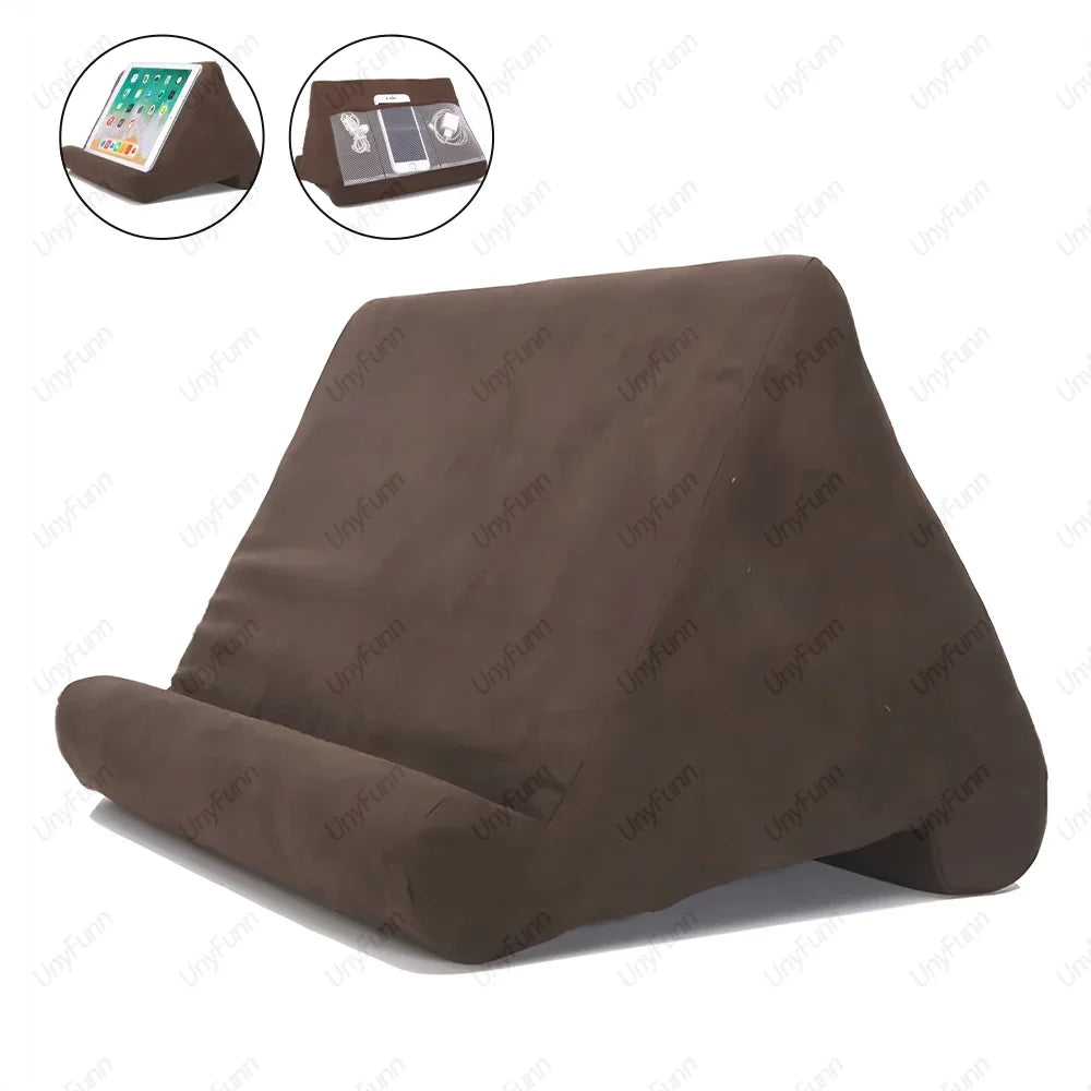 Soft Tablet Pillow Holder with Cable Pocket Pad Tablet Bracket Dock for Lap Bed and Desk for iPad Phone Kindle Reading Stand