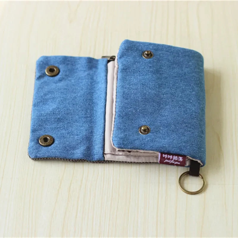 Canvas Small Coin Purse Women Fabric Short Wallet Female Large Capacity Card Holder Ladies Multifunction Men Mini Purse Carteira