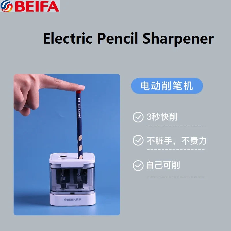 Automatic Pencil Sharpener, Battery or USB+Battery Style, Safe Cover Two-hole Electric Sharpening Tools for Kids School Supplies