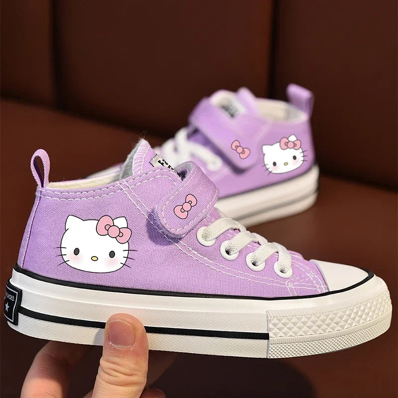 Sanrio Kawaii Hello Kitty Girls' Canvas Shoes Anime Cartoon Lovely Fashionable Exquisite Versatile Leisure Children's Sneakers