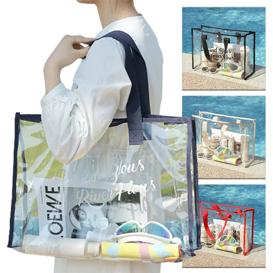 Summer Clear Tote Pvc Waterproof Bag Women Transparent Handbags Travel Ladies Large Shopper Shoulder Bag Beach Portable Pouch