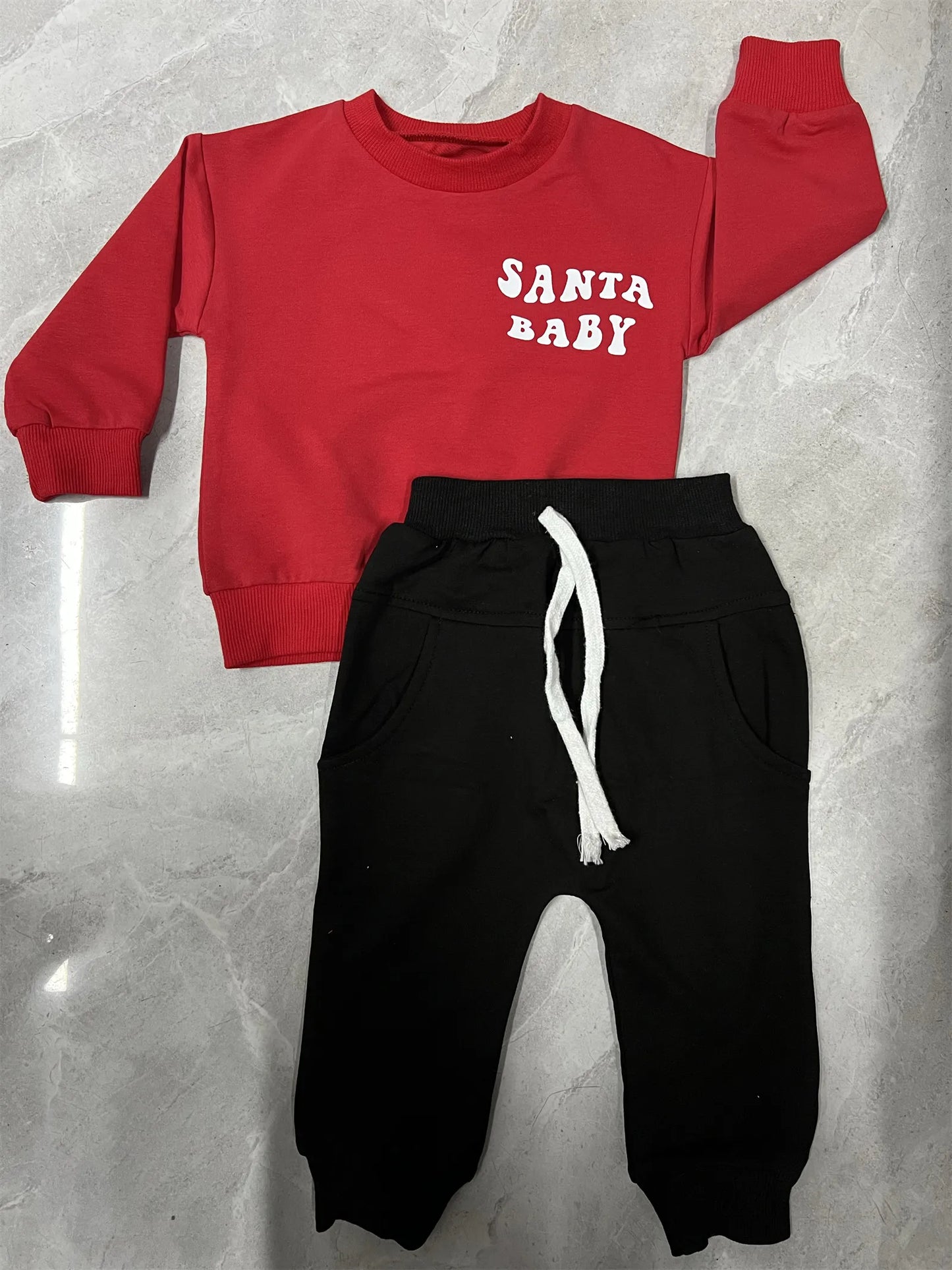 Toddler Baby Boy Christmas Outfits Santa Embroidery Sweatshirt Jumper Elastic Pants Newborn Infant Fall Winter Clothes