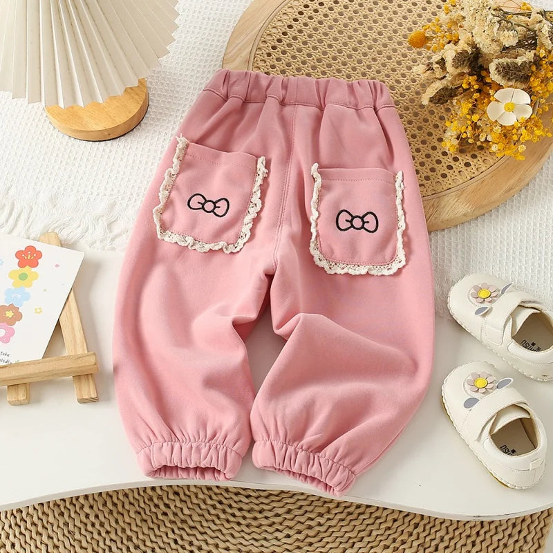 Girls' Fall Casual Pants Baby Girl Trousers All-Match Sports Trousers Kindergarten Children Autumn Ankle Banded Pants Sweatpants