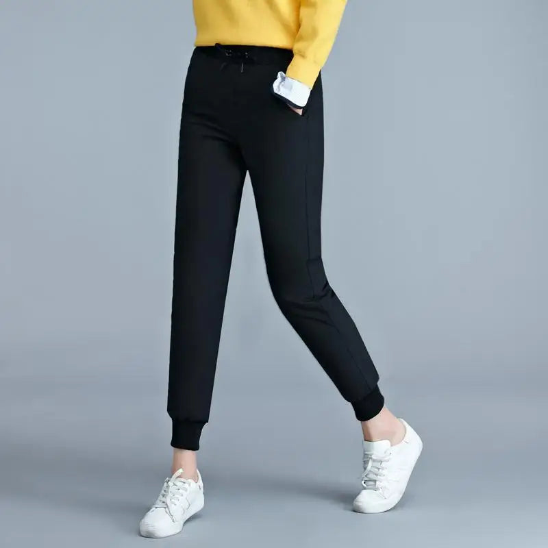 2024 New Warm Down Pants Fashion Slim Fit Double Sided High Waist Thickened Casual White Duck Down Work Dress Cotton Pants