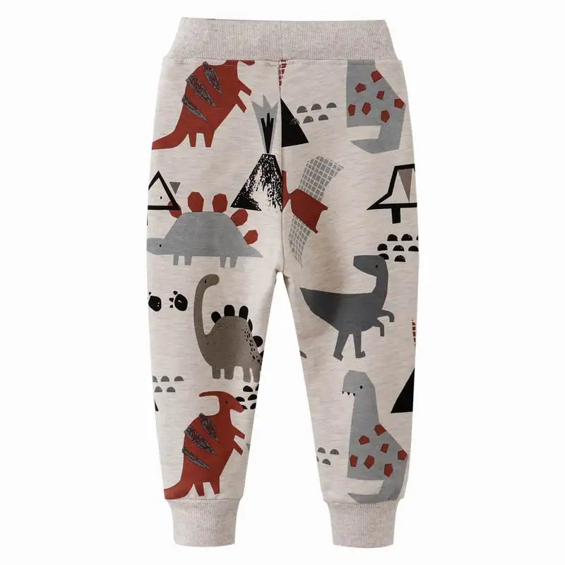 Little maven 2024 Autumn Boys Clothes Dinosaur Print Baby Boys Full Length Pants  2 to 7years Kids Sports Trouser Cotton