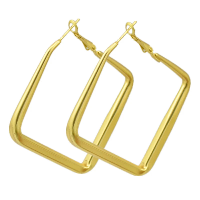 Ladies Earings Matt Gold Square Plating Round Fashion Fine Jewelry Wholesale Noble Elegant Personality Hoop Earrings For Women