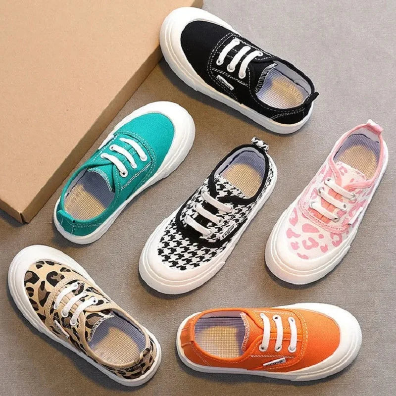 Fashion Canvas Leopard Sneakers for Children Girls Boy Flat Running Shoes Summer Platform Loafers Children's Espadrille Shoes