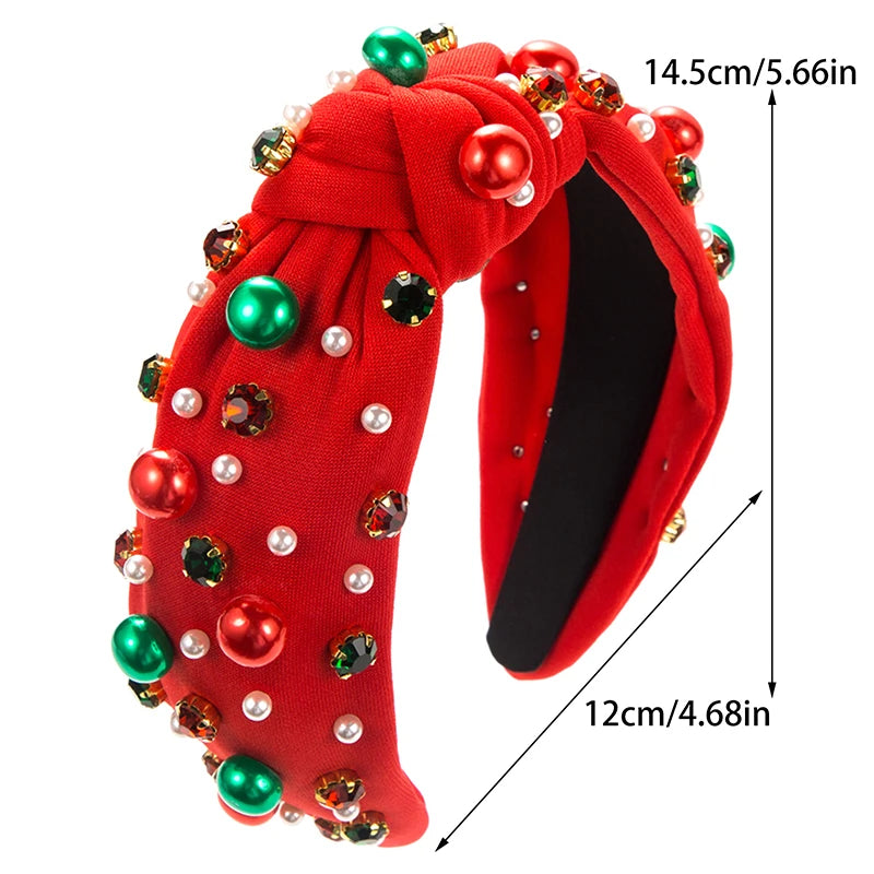 1Pc Christmas Pearl Headband Rhinestone Band Women's Minimalist Holiday Trend Hair Accessories