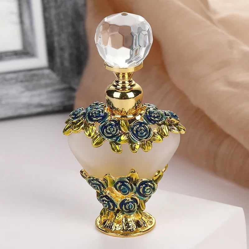 5ml Heart Metal Empty Red Rose Flowers Refillable Perfume Oil Attar Bottle Glass Container Gift Home Decor Wedding Favors 59701