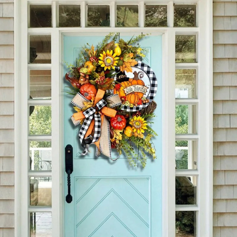 Fall Wreath for Front Door Thanksgiving Wreath Garland Christmas Autumn Home Decor Garland Decoration Pumpkin Wreath Garland