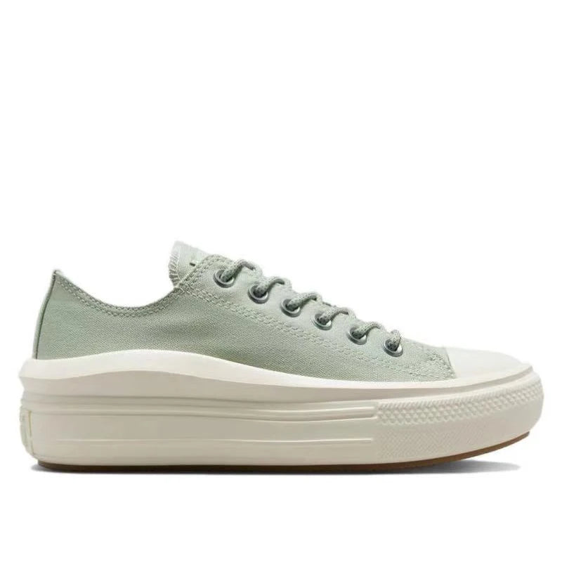 Converse Chuck Taylor All Star Move Comfortable, Non slip, Durable, Low cut Canvas Shoes for Women, White and Green