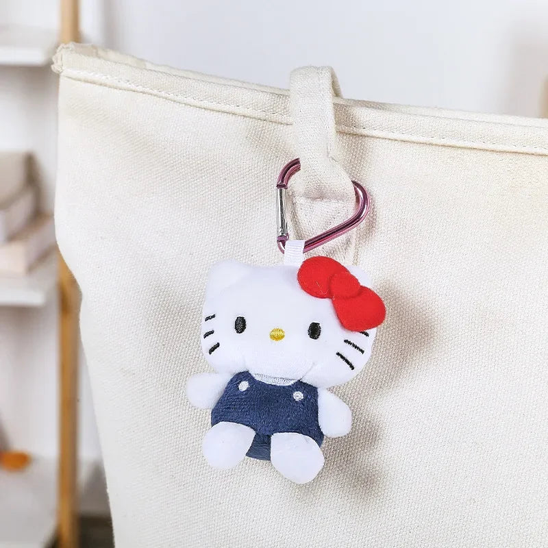 Cute Sanrio Hello Kitty Plush Doll Cartoon Schoolbag Decoration Fashion Bag Pendant Love Buckle Keychain Hook  Holiday Gifts