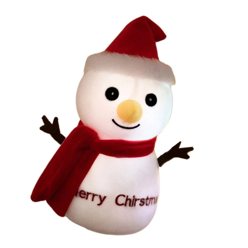 Light Up Santa Plush Toy Cartoon Christmas Snowman for Festival Holiday Sofa Decors Collectible Figure Party Props