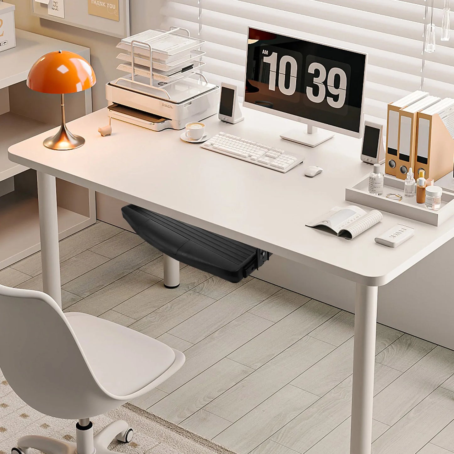 Slide Computer Keyboard Adjustable Stand Office Mouse Platform Tray Drawer with Pen Box Rotating Position under Desk Pull Out