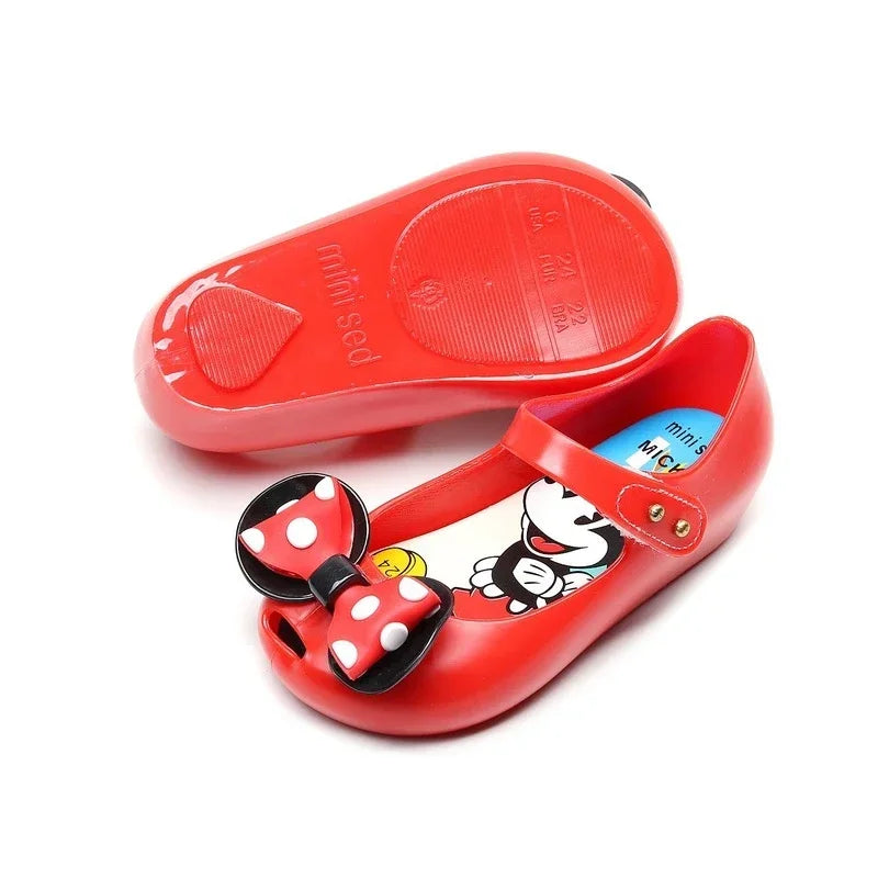 Melissa New Disney Mickey Mouse Baby Shoes Fish Mouth Bow Children's Princess Spring and Summer Sandals Toddler Casual Shoes