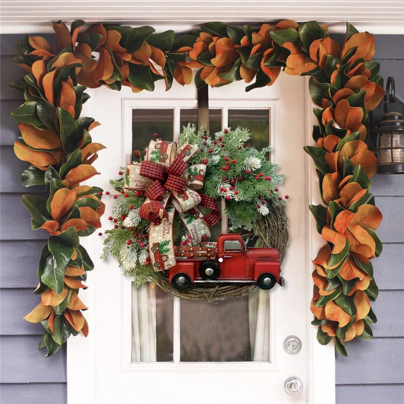 Red Truck Christmas Wreaths Christmas Red Truck Holiday Pinecone Fall Wreath Checkered Decoration Front Door Hanging Ornament