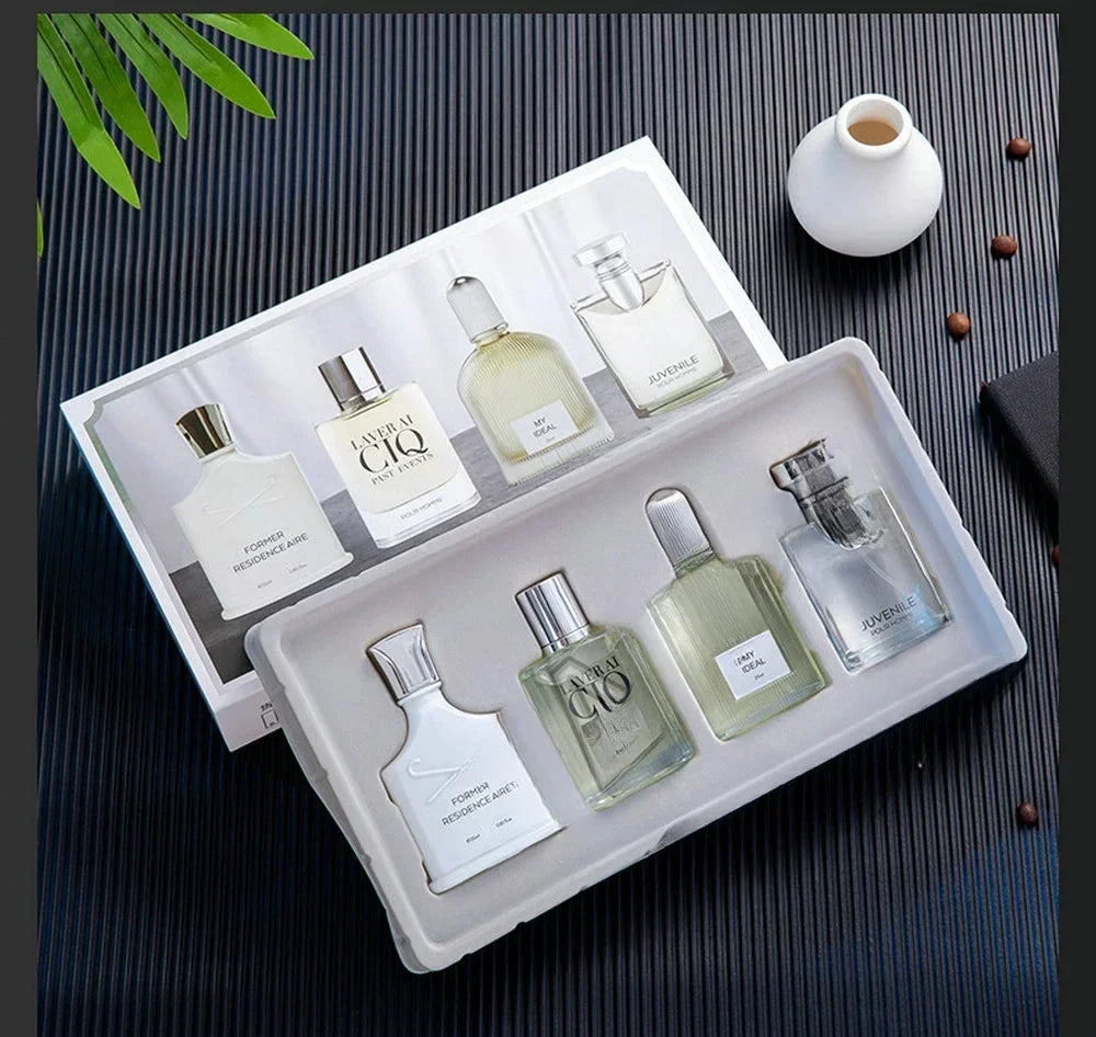 Men Perfume Gift Box 100ml Four Piece Set Lasting Fragrance Body Spray Plant Floral Scent Pheromone Cologne Romantic Perfumes
