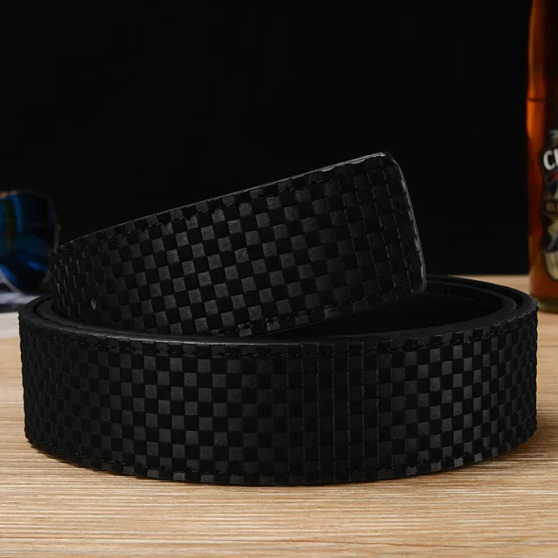 Cowhide Men's Belt Luxury Design Business Casual All-Match Jeans Accessories Retro High Quality Leather No Buckle 3.8cm