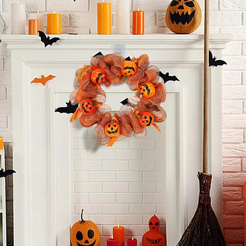 Fall Door Pumpkin Wreath Autumn Halloween Decor Garland Autumn Pumpkin Wreaths Christmas Party Door Wreath