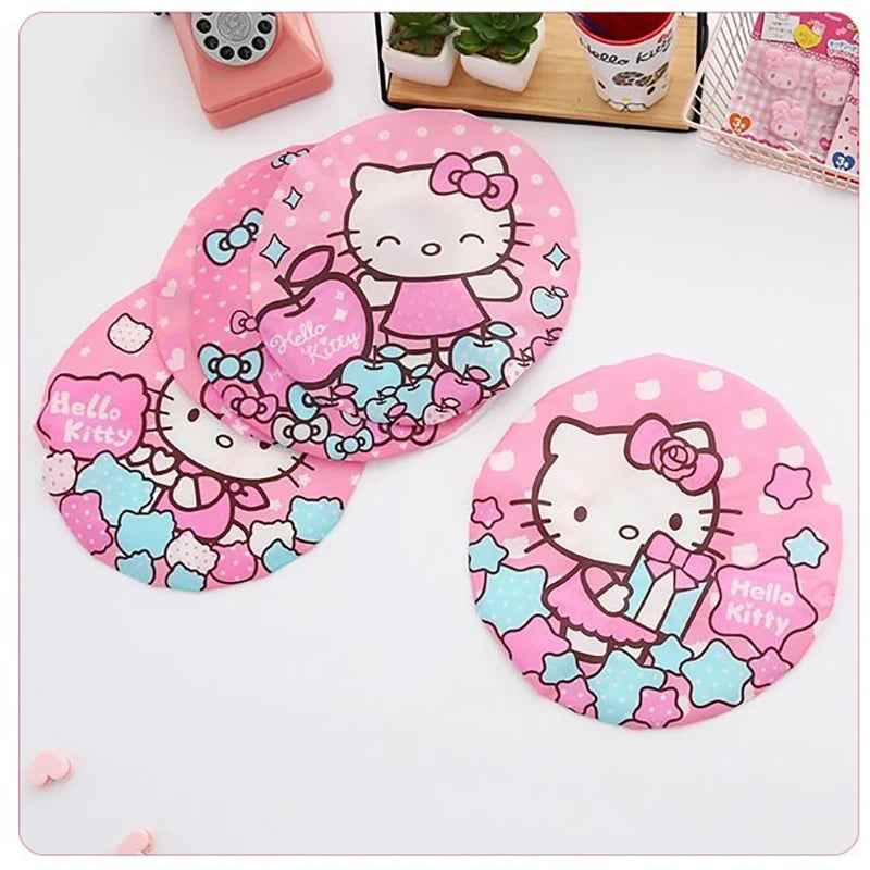 4Pcs Random Pattern Sanrio Hello Kitty Kawaii Anime Waterproof Shower Cap Cute Cartoon Children Bath Hat Lovely Gifts for Girls