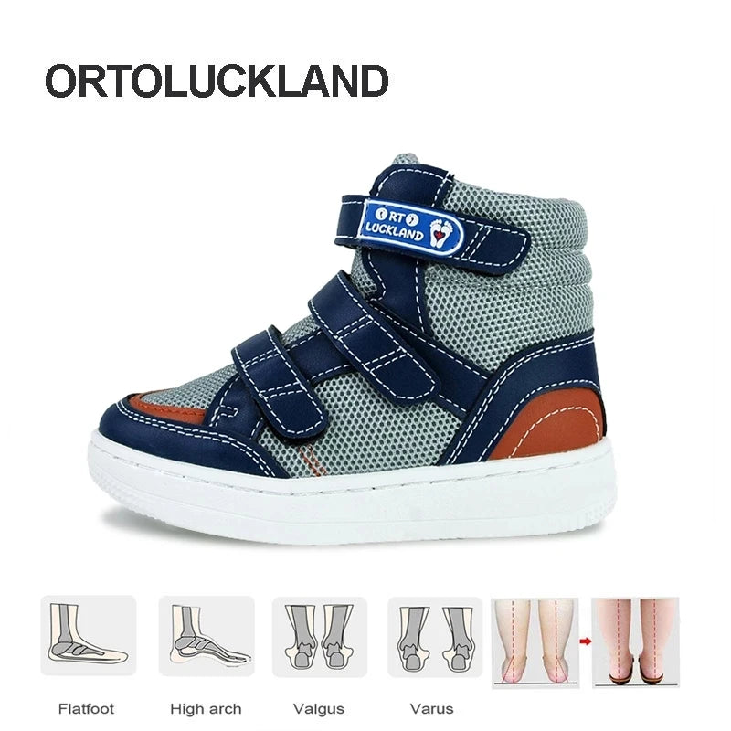 Boy Orthopedic Shoes For Kids Ortoluckland Child Autumn Sports Footwear Girl Sneaker Leather Arch Support and Corrective Insoles