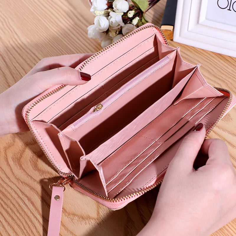 Fashion Wallets Zipper Coin Purse Lady Long Short Purses Handbags Women Clutch Cards Holder PU Leather Moneybag Billfold Wallet