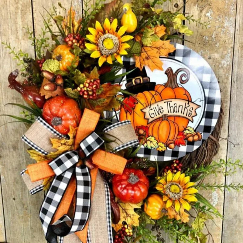 Fall Wreath for Front Door Thanksgiving Wreath Garland Christmas Autumn Home Decor Garland Decoration Pumpkin Wreath Garland