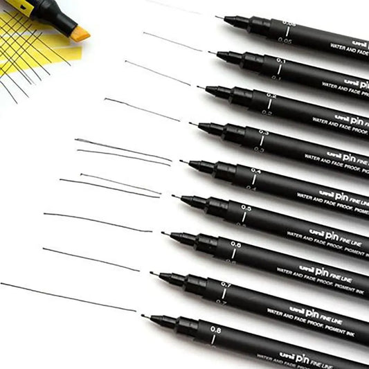 6Pcs/lot Ultra Fine Line Pin Drawing Pen 005 01 02 03 05 08 Micron Black Ink Fineliner Office School Set Pigment Art Marker