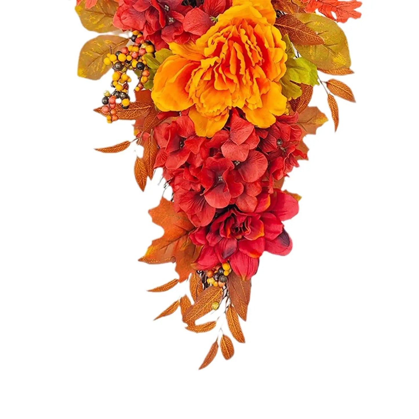 Artificial Fall Flower Wreath Hanger Wall Decor for Farmhouse Outdoor